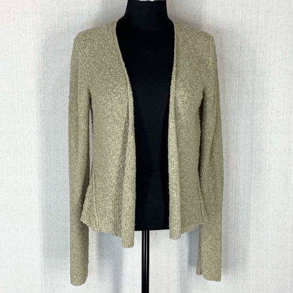 Eileen Fisher Cardigan  Boucle Textured Knit In Khaki/Taupe Tone   Size PS - Picture 2 of 9